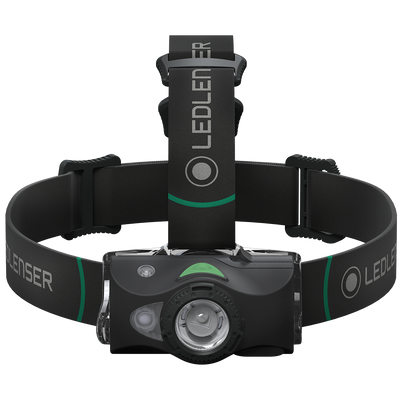 Ledlenser MH8 Black Rechargeable Headlamp with adjustable headband and front LED light