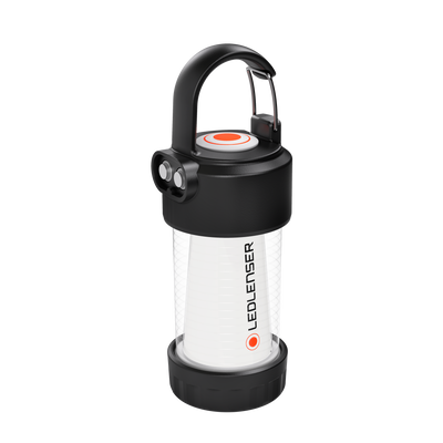 Ledlenser ML4 Warm Light Lantern rechargeable portable lantern with black handle and top white translucent body