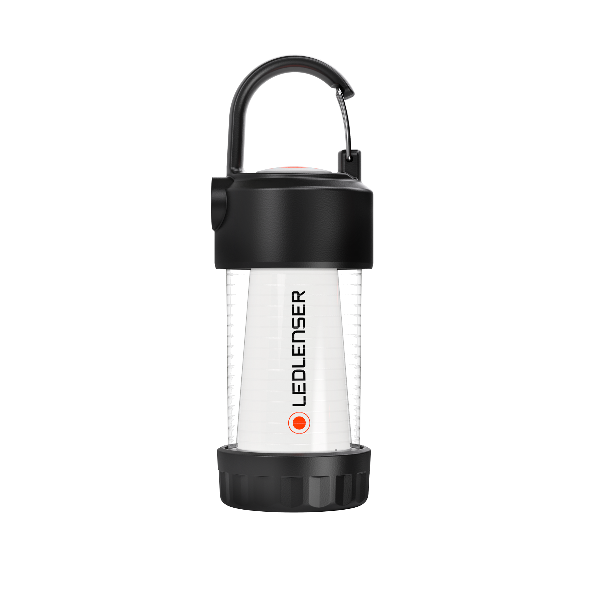 Ledlenser ML4 Warm Light Lantern upright with black top and base white body and hanging handle