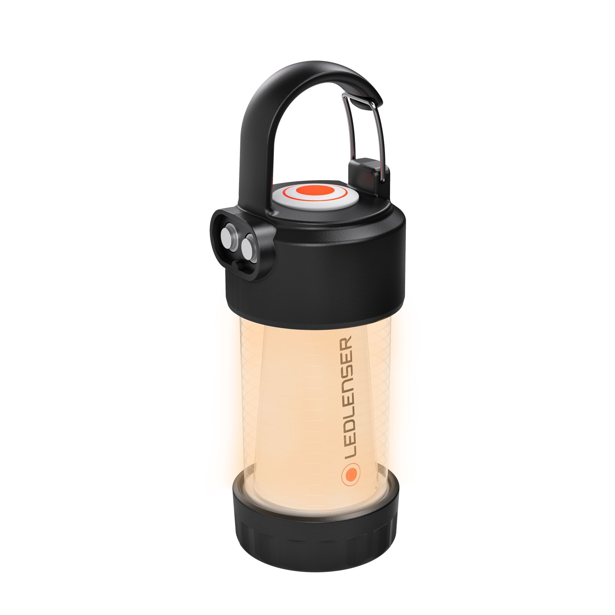 Ledlenser ML4 Warm Light Lantern with black top and handle beige translucent body and LEDLENser branding visible