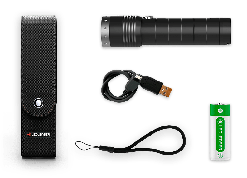 MT14 Torch with charging dock USB charging cable wrist lanyard and spare battery