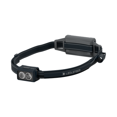 Ledlenser NEO5R Running Headlamp on an adjustable headband with dual LEDs and dark grey housing