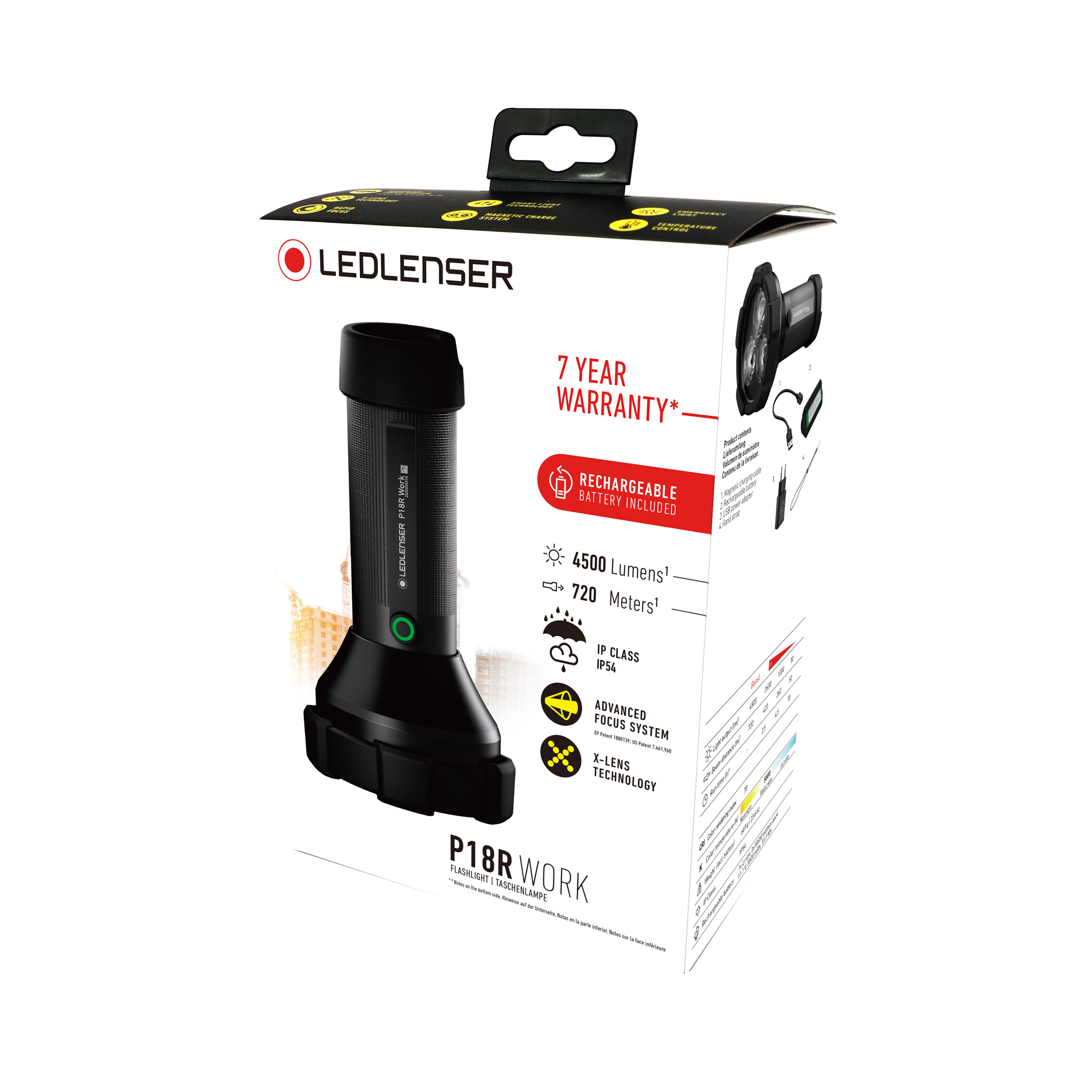 Lampe torche led focalisable rechargeable Ledlenser P18R Work 4500lm