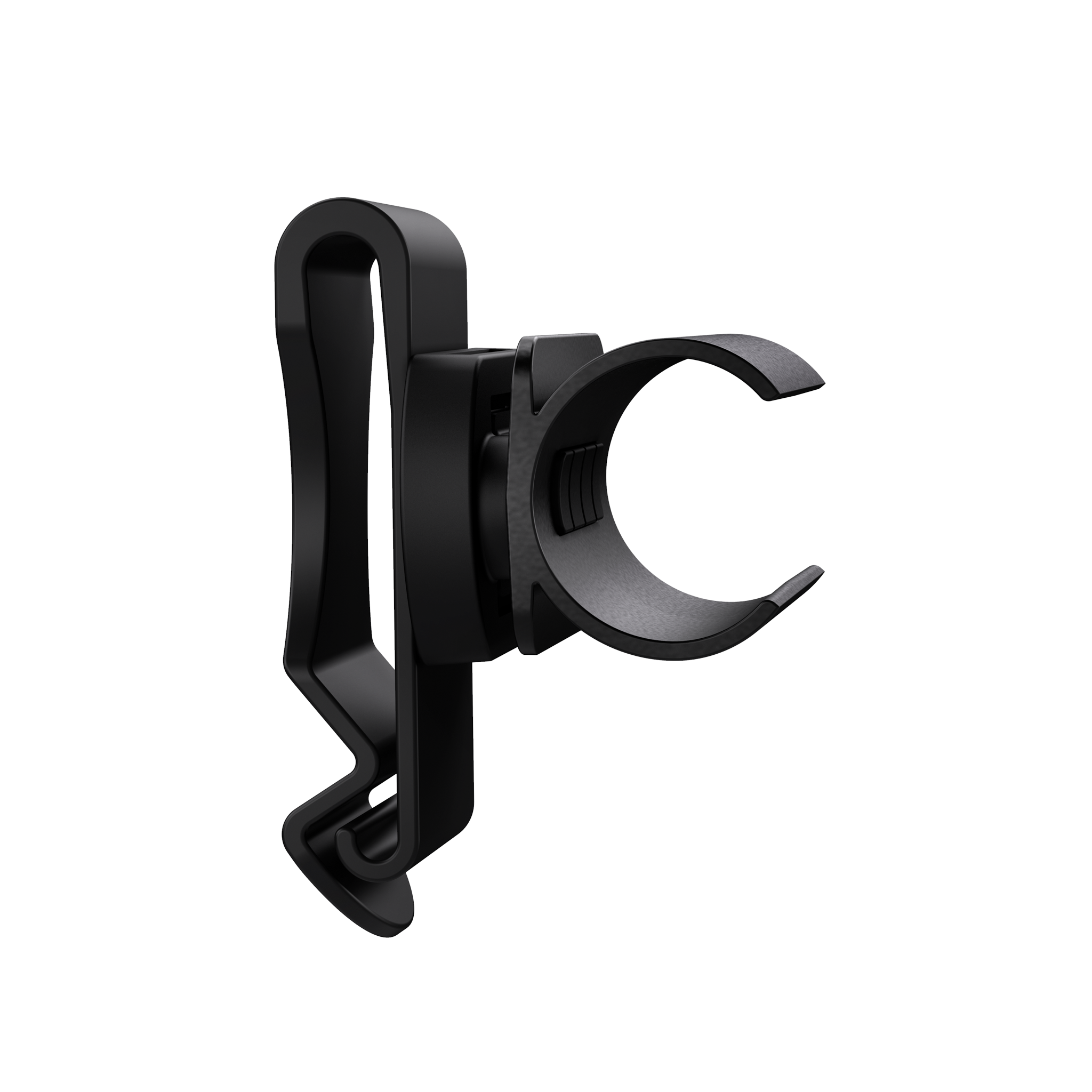 P7R Work UV Torch mounting clip accessory in black clamp style mounting bracket shown in side view
