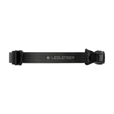 MH3 Headlamp with black adjustable strap and compact front light module facing right showing Ledlenser branding on the strap
