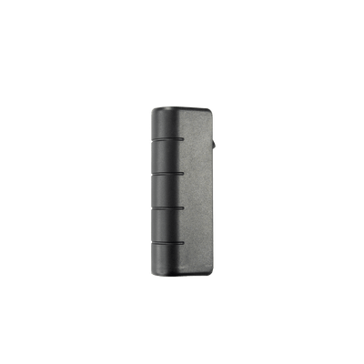 Flex5 Powerbank compact charging bank shown from a side angle with a dark grey finish and grooved edge
