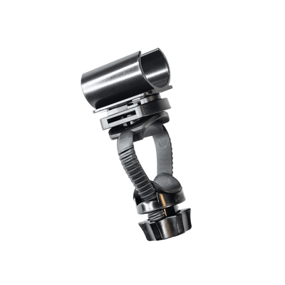 Universal Mounting Bracket Type E headlamp and torch mount showing metal clamp and adjustable joint in black finish