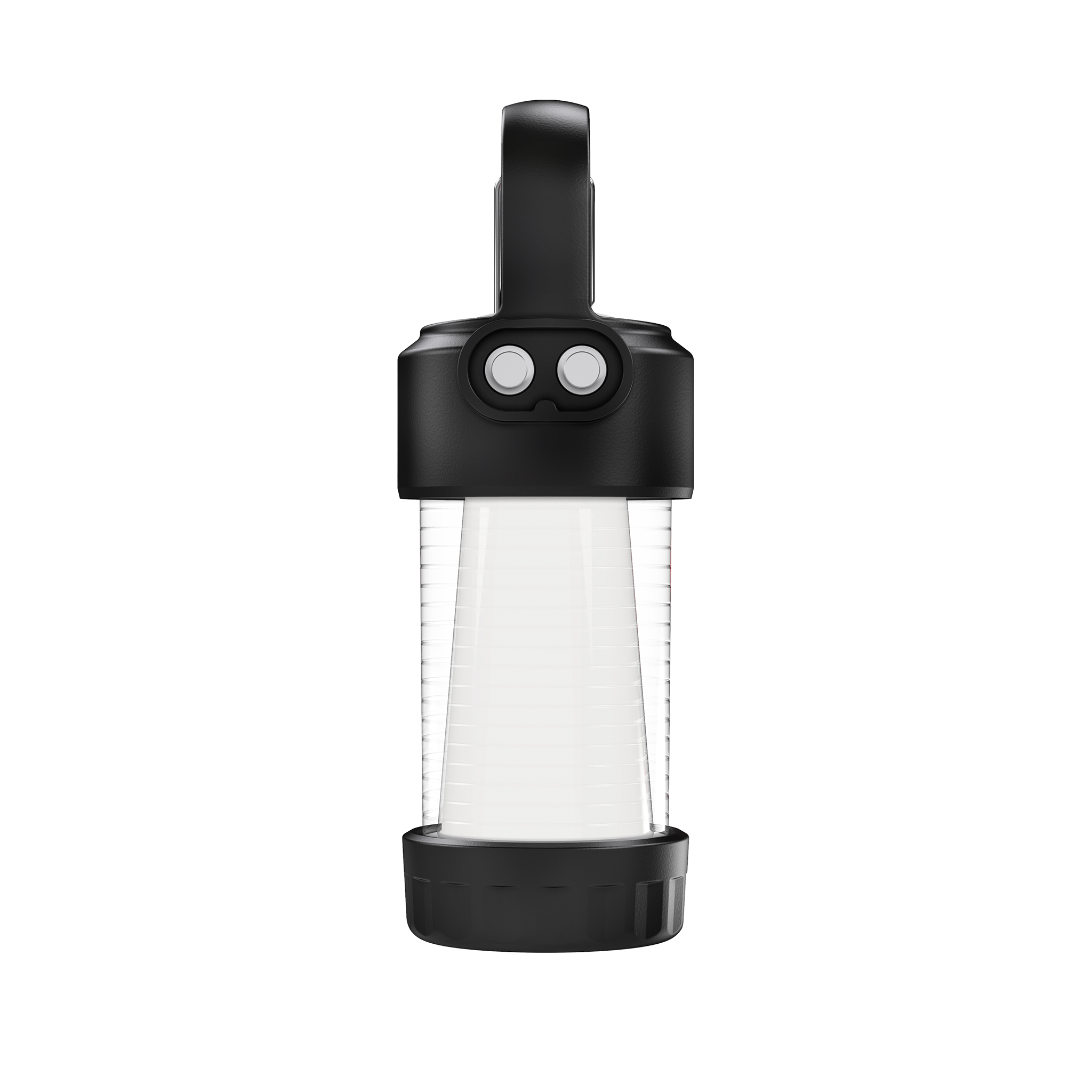 ML4 Lantern by Ledlenser front view of a compact rechargeable lantern with black top handle and white translucent body