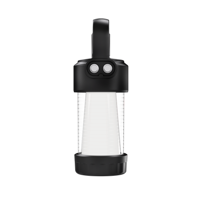 ML4 Lantern by Ledlenser front view of a compact rechargeable lantern with black top handle and white translucent body