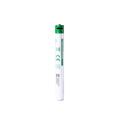 Ledlenser USB Direct Charging Battery Li ion 10900 white cylindrical battery with green cap shown upright