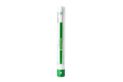 Rechargeable Battery Li ion 10870 white cylindrical battery with green branding stripe and Ledlenser logo upright orientation