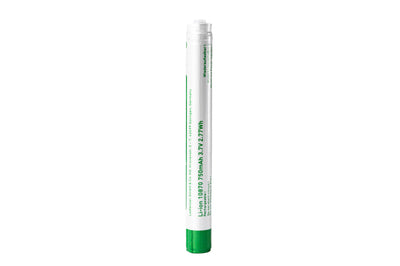 Rechargeable Battery Li ion 10870 by Ledlenser white cylindrical Li ion battery with green end cap vertical orientation