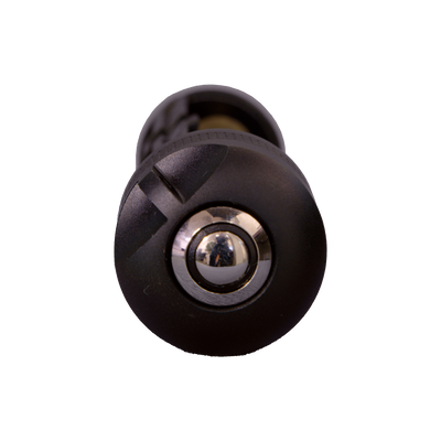 Battery Case Switch P7R end view black cylindrical accessory featuring a silver circular switch for Ledlenser P7R torch