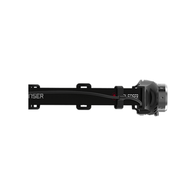 Ledlenser H3 2 Battery Operated Headlamp mounted on a black headband with the compact gray head unit on the right
