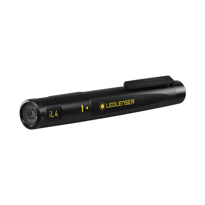 Ledlenser iL4 Torch in black compact penlight with pocket clip and visible front lens