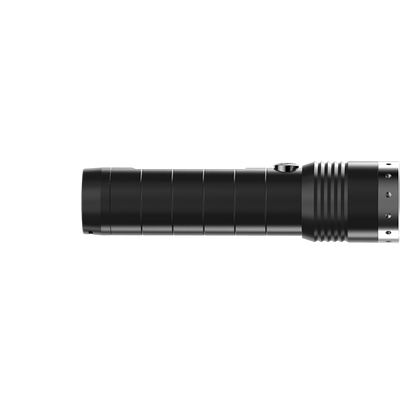 Ledlenser MT14 Torch side profile featuring black aluminium body with grooved grip and detailed rear end